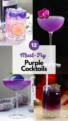 Purple Cocktails Purple Whiskey Cocktail, Purple Themed Cocktails, Purple Prosecco Cocktails, Purple And Gold Cocktail, Purple Dragon Drink, Purple Rum Cocktail, Purple Cocktail Aesthetic, Purple Cosmopolitan Drink, Purple Tequila Drinks