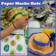 paper mache hats made with construction paper