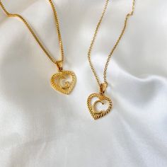 "Gold heart initial letter pendant necklace ❀❀ INFO: ❀❀ ➳ Pendant size: 3/4\" x 3/4\" ➳ Pendant is gold plated brass ➳ Chain is gold plated stainless steel ➳ No extender chain ➳ Perfect gift for a loved one or yourself! ❀❀ CHAIN OPTIONS: ❀❀ ➳ Twist Chain  ➳ Box Chain  ➳ Cable Chain ➳ Figaro Chain ❀❀ View all coin pendant necklaces: ❀❀ https://www.etsy.com/shop/bitsnpiecess/?search_query=coin+necklace ❀❀ SHIPPING & PROCESSING: ❀❀ Please refer to my shop announcements (located on home page) for the latest processing times as they may change All products are MADE TO ORDER Thank you!♡" Initial Pendant Necklaces For Valentine's Day, Gold Initial Pendant Necklace With Letter Print, Trendy Personalized Heart Pendant Charm Necklace, Trendy Initial Necklace For Mother's Day Gift, Personalized Heart Pendant Initial Necklace, Personalized Initial Pendant Necklaces For Valentine's Day, Personalized Heart Necklace For Valentine's Day In Trendy Style, Trendy Personalized Heart Necklace For Valentine's Day, Personalized Trendy Heart Necklace For Valentine's Day