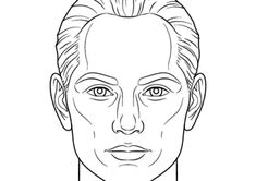 a man's face is shown in this black and white drawing, which shows the head