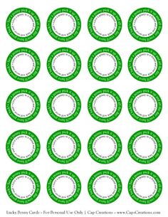 green and white circle labels with the words, free printable for personal use only