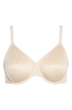 Smooth knit lace elevates the look and feel of an everyday-essential bra featuring a soft lining and a hidden sling in the cups for extra side support. Lined 86% nylon, 14% spandex Hand wash, line dry Imported Elegant Fitted Seamless Nursing Bra, Elegant Padded Stretch Bra, Elegant Lace Padded Bra, Elegant Full Coverage Beige Nursing Bra, Elegant Beige Nursing Bra With Padded Cups, Elegant Full Cup Stretch Bra, Elegant Bra With Adjustable Stretch Straps, Elegant Stretch Bra With Adjustable Straps, Elegant Seamless Stretch Nursing Bra