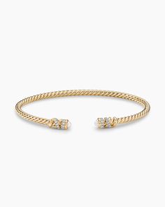 David Yurman | Petite Helena Cablespira Bracelet in 18K Yellow Gold with Diamonds, 3mm David Yurman Gold Bracelet Stack, Yurman Bracelet, Gold Bracelets Stacked, David Yurman Bracelet, Preppy Jewelry, Solid Gold Bracelet, Cable Bracelets, Gold Bracelets, Jewelry Lookbook