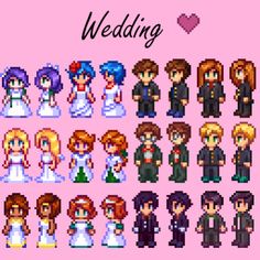 pixel wedding characters are shown on a pink background with the words, i do not know what this image is