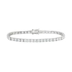 "Simply stunning, this cubic zirconia sterling silver tennis bracelet adds a timeless touch to your ensemble.BRACELET DETAILS Length: 7.25 in. Clasp: box Metal: rhodium-plated sterling silver CUBIC ZIRCONIA DETAILS Shape: round Setting: prong  Size: 7.25"". Color: White. Gender: female. Age Group: adult." Formal Diamond Tennis Bracelet Channel Set, Cubic Zirconia Tennis Bracelet With Brilliant Cut For Anniversary, Anniversary Tennis Bracelet With Brilliant Cut Cubic Zirconia, Anniversary Brilliant Cut Cubic Zirconia Tennis Bracelet, Classic Wedding Tennis Bracelet With Sparkling Stones, Classic Cubic Zirconia Tennis Bracelet With Diamond Cut, Anniversary Cubic Zirconia Tennis Bracelet With Prong Setting, Classic Channel Set Diamond Bracelet, Classic Channel Set Bracelet For Formal Occasions