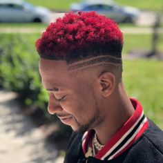 Red Hair Dye Men, Black Men Hair Colour, Dye Hairstyles, Red Hair Cuts, Boys Dyed Hair, Faded Hair Color, Haircuts Color, Boys Colored Hair, Man Haircut