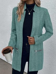 Casual Winter Outerwear With Side Zipper, Casual Fall Outerwear With Side Zipper, Winter Long Sleeve Outerwear With Side Zipper, Casual Long Sleeve Tweed Jacket With Button Closure, Winter Herringbone Tweed Jacket With Long Sleeves, Chic Long Sleeve Herringbone Outerwear, Chic Long Sleeve Herringbone Pattern Outerwear, Cozy Long Sleeve Cardigan With Zipper Closure, Types Of Coats