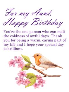 a birthday card with a bird on a branch