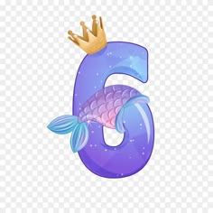 the number six with a fish and a crown on top