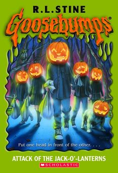 an advertisement for goosebumps featuring jack o'lanterners and the original cast