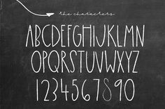 a chalkboard with the letters and numbers written in white chalk on it, as well as an arrow