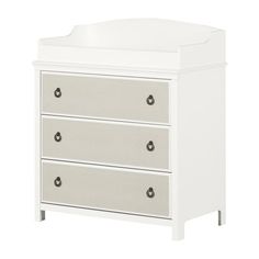 a white and grey dresser with drawers