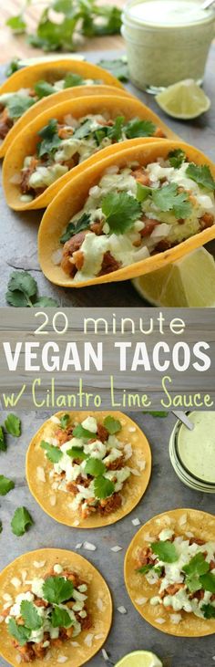 vegan tacos with cilantro lime sauce