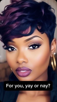 Sew In Short Hairstyles Black Women, Short Bob Color Ideas, Hairstyle With Color, Unique Bridal Hair, Short Hair Designs, Short Shaved Hairstyles