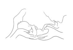 a drawing of a person holding a baby in their arms