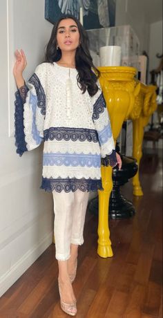 Pakistani Kurti Designs Casual Summer, Pakistani Dress Pattern, Chicken Kari, Lace Suit, Womens Trendy Dresses, Pakistani Fashion Casual, Trendy Shirt Designs, Stylish Short Dresses, Pakistani Dresses Casual