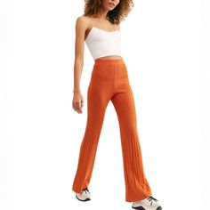 Infused With Stretch To Keep You Moving, Free People's Keep It Real Pants Boast A Boho-Chic Flared Leg And Fashion-Forward Texture. High Rise; Flare Leg Pull-On Style Ribbed Texture Throughout Cotton/Viscose/Polyamide/Elastane Nwot; No Flaws. Trendy Ribbed High-waisted Pants, Trendy Stretch Ribbed Pants, Fitted Ribbed High-waisted Pants, Trendy Wide Leg Ribbed Bottoms, Trendy Ribbed Wide Leg Bottoms, Casual Fitted Ribbed Pants, Fitted Full-length Ribbed Pants, Fitted Full Length Ribbed Pants, Ribbed Stretch Wide Leg Bottoms