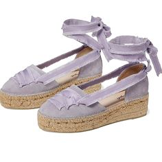 Brand New Never Worn Destino Suede Lace-Up Espadrilles By Free People Sz 9 Color Digital Lavender Perfect For Spring & Summer Product Details About This Item(Website Description) Care Instructions Machine Wash Origin Imported Sole Material Rubber Outer Material Suede Country Of Origin Spain Walk Into The Path Of Fashion Wearing The Raw Edge Detailing Free People Destino Espadrille. This Lace-Up Silhouette Flats Feature Suede Upper With Cushioned Insole. Brand Name Embossed On The Footbed, Low He Spring Platform Espadrilles With Flat Heel, Spring Lace-up Espadrilles With Textured Sole, Spring Lace-up Platform Espadrilles, Spring Lace-up Espadrilles, Chic Lace-up Espadrilles, Digital Lavender, Espadrilles Style, Lace Up Espadrilles, Free People Shoes