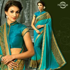 Turquoise Blue Georgette Sequenced #Saree Designer Sarees Online Shopping, Party Wear Sarees Online, Buy Designer Sarees Online, Indian Designer Sarees, Maroon Blouse, Latest Designer Sarees, Party Sarees, Blouse Silk, Designer Sarees Online