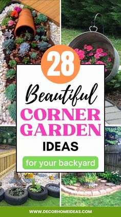 corner garden ideas for backyards Corner Flower Bed, Lawns Landscaping, Corner Landscaping, Corner Garden Ideas, Backyard Flowers Beds, Lawn Ideas, Junk Garden, Recycled Garden Art, Small Yard Landscaping