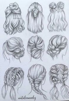 various hairstyles drawn in pencil on paper with the words tiktok above them