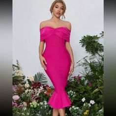 Gorgeous, Women’s, Adyce Brand, Hot Pink, Off Shoulder, Mesh Twist Front, Fish Tail Hem, Summer Party Dress. Size Is M; Fits More Like A S/Xl. New/ Never Worn, But No Tags Fish Tail, Summer Party Dress, Twist Front, Hem Dress, Summer Party, Pretty Dresses, Elegant Dresses, Pink Ladies, Hot Pink