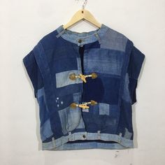 "*ITEM: Vintage H.Lavonne Denim Blue Vest Jacket Large Vintage 1990s H.Lavonne Patchwork Stylish Streetwear Vest Jacket Blue Size L *ITEM DETAILS: 👇🏻 Please be aware that all vintage items will usually show a few signs of wear or fading due to age, but anything visible such as stains or holes, and serious flaws have been photographed.For any further information on this item please contact us and we will be happy to help. *SIZE: LARGE *ACTUAL SIZE MEASUREMENT: 👇🏻 *PIT TO PIT(WIDTH):25\"INCHES Blue Vest, Blue Vests, Dhl Express, Denim Blue, Vest Jacket, Denim Button Up, Favorite Outfit, Blue Denim, Button Up Shirts