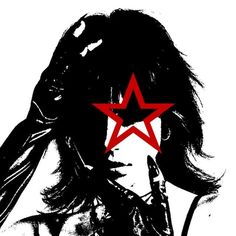 a woman with a red star on her face