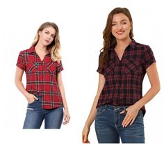 Elevate your everyday style with the Allegra K Women's Classic Short Sleeve Button Down Plaid Shirt. This versatile piece is perfect for creating effortless looks that transition seamlessly from day to night.

- **Material**: Varies by color; 50% Cotton, 50% Polyester for Red Black; 95% Polyester, 5% Spandex for Pink
- **Color**: Available in Pink, Red/Red Black
- **Size**: Small
- **Gender**: Female
- **Age Group**: Adult

Featuring a timeless plaid pattern, this shirt pairs beautifully with je Casual Short Sleeve Flannel Shirt, Casual Short Sleeve Flannel Shirt With Button Closure, Plaid Short Sleeve Flannel Shirt With Button Closure, Plaid Flannel Shirt With Short Sleeves, Plaid Flannel Shirt With Short Sleeves And Button Closure, Classic Short Sleeve Plaid Top, Casual Short Sleeve Flannel Shirt For Fall, Wardrobe Color, Summer Plaid