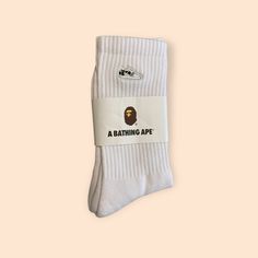 Brand New Bathing Ape Socks White Shoe Silhouette Logo Shoe Silhouette, Silhouette Logo, White Shoe, Bathing Ape, Athletic Socks, A Bathing Ape, White Shoes, White Color, Color White