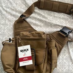 Rukx Gear Sling Bag Brand New With Tags Beige Outdoor Bag With Adjustable Strap, Beige Bags With Adjustable Strap For Outdoor, Leather Waist Pack, Sling Bag For Men, Sling Bag Black, Leather Waist Bag, Fanny Bag, Sling Pack, Leather Fanny Pack