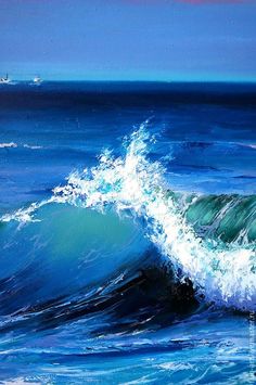 an oil painting of a wave in the ocean