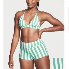 Nwt Cute Striped Green And White Boy Short Swim Bottom I Bought The Wrong Size! White Casual Victoria's Secret Swimwear, Casual White Victoria's Secret Swimwear, Victoria's Secret White Casual Swimwear, Halter Swim Top, Cheeky Bikinis, Victoria Secret Swim, Mix Match, Order Online, Push Up