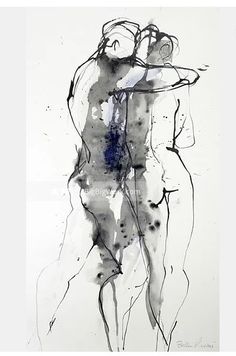 Abstract Figure Art, Academic Drawing, Figure Art, Colour Art, Figurative Artwork, Watercolor Images, The Embrace, Watercolor Portraits, Life Drawing