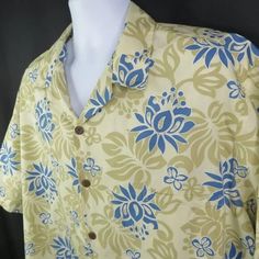 Hilo Hattie | Shirts | Hilo Hattie Hawaiian Aloha Shirt Mens 2xl Blue Floral Tan 0 Cotton Made Usa | Poshmark