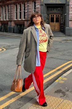 red Adidas track pants are one of the biggest trends for spring summer 2024 Maximalism Fashion, Red Pants Outfit, Pattern Outfits, Fashion Forecasting, Adidas Track Pants, Adidas Track, Red Pants