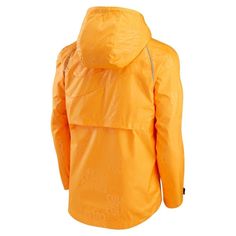 Triumph over rainy conditions with this All-Weather full-zip jacket from Nike. Its bright orange, throwback design pays tribute to Barcelona's win against Sampdoria in the 1992 European Cup Final and features their famous Blaugrana colors. An adjustable hood and front pockets also provide added coverage as you show off your Barcelona pride. Hood with drawstring Button closure on cuffs Full-zip Lightweight jacket suitable for mild temperatures Sublimated pattern Machine wash, tumble dry low Offic Orange Outerwear For Sports In Fall, Functional Orange Outerwear For Fall, Nike Waterproof Windbreaker For Fall, Orange Sporty Windbreaker For Sports, Orange Sporty Windbreaker, Sporty Orange Windbreaker, Functional Orange Long Sleeve Outerwear, Orange Sporty Windbreaker For Outdoor, Sporty Orange Windbreaker For Outdoor