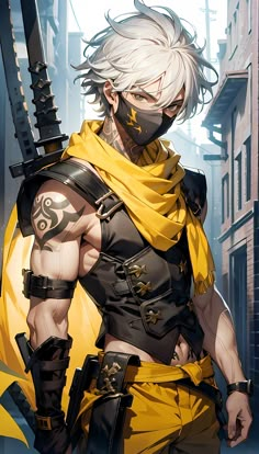 Cyberpunk Samurai Character Art, Male Ninja, Anime Assassin, Samurai Artwork, Cool Anime Backgrounds, Dark Anime Guys, Samurai Art, Cool Anime Guys, Anime Warrior