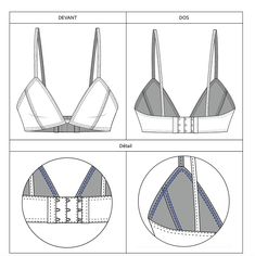 the instructions for how to make a bralet with an adjustable strap and padded straps