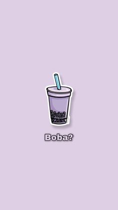 a purple background with an image of a drink and the words boba on it