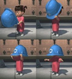 there is a cartoon girl holding a blue ball in front of lockers