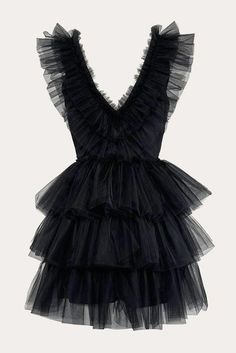 Plunging V-Neckline Tiered Black Mini Puffy Party Dress, Tulle Homecom – MyGirlProm.com Outfits Juveniles, Puffy Prom Dresses, Hoco Inspo, Beading Embroidery, Mini Prom Dresses, Hot Pink Shorts, Tulle Homecoming Dress, Pink Homecoming Dress, Tulle Sleeves