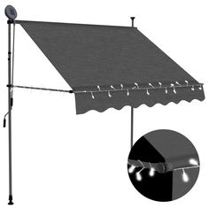 a gray awning with lights on it and an image of the side of it