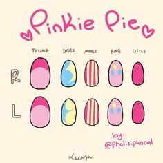 Mlp Nail Art, Pinkie Pie Nails, Pie Nails, Art Deco Nails, Nail Drawing