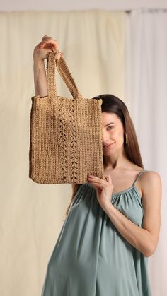 Handmade Crochet Bag, Unique Design Straw Bag, Hand Woven Bag, Luxury Bag, Personalized bag, Handmade Raffia Bag, Crochet Bag, Gift For Her ✨%100 Handmade products ✨It's made entirely of recycled paper yarn rope material. ✨The interior is lined with 100% cotton fabric. ✨Ultra-careful craftsmanship ✨The tag is made of vegan leather. ✨High-quality special products for you  🎁 Every product is carefully wrapped with a strong muslin pouch crafted from %100 organic cotton fabric. 🎁This pouch adds pr Jute Crochet Pouch Bag With Braided Handles, Crochet Jute Pouch Bag With Braided Handles, Crochet Jute Bag With Braided Handles, Rectangular Open Weave Crochet Bag For Shopping, Rectangular Open Weave Crochet Shopping Bag, Eco-friendly Crochet Pouch Bag With Braided Handles, Eco-friendly Handmade Crochet Rectangular Bag, Handmade Eco-friendly Rectangular Crochet Bag, Eco-friendly Crochet Square Bag