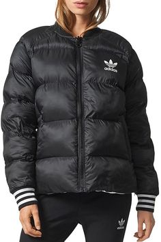 Adidas Reversible Puffer Jacket Adidas Puffer Jacket, Full Black Outfit, H.e.r Style, Style Puffer Jacket, Varsity Style, Kendall Jenner Outfits, Adidas Originals Superstar, Reversible Jacket