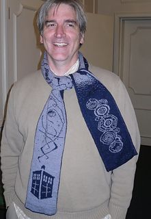 a man wearing a doctor who scarf