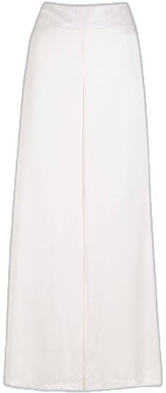 White Silk Wide-leg Pants, White Silk Wide Leg Pants, Chic White Silk Wide Leg Pants, Elegant White Silk Bottoms, White Wide Leg Pants For Evening, White Wide Leg Pants For Summer Evenings, Elegant White Silk Pants, Chic White Wide Leg Pants For Evening, Elegant Off White Long Skirt