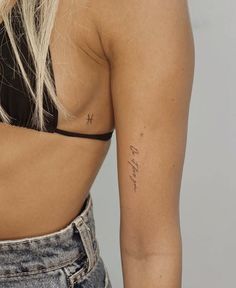 Single Needle Letter Tattoo, Word Tattoos On Ribs For Women, Zodiac Tattoos Placement, Minimal Tattoo Location, Minimalist Floral Tattoo Design, Love Yourself Quotes Tattoos, Short Saying Tattoos For Women, Inner Bicep Text Tattoo, Inner Bicep Fine Line Tattoo