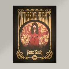 a poster for the upcoming album, featuring a woman in red dress and an ornate frame